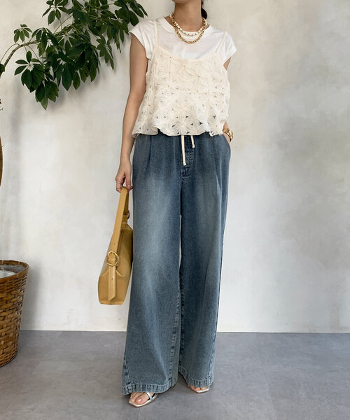 DouDou（ドゥドゥ）の「【接触冷感】リヨセル混フレンチプルオーバー（Tシャツ/カットソー・レディース・ブラック/ライトベージュ/ブラウン/ピンク/オフホワイト・FREE）」の9枚目の写真