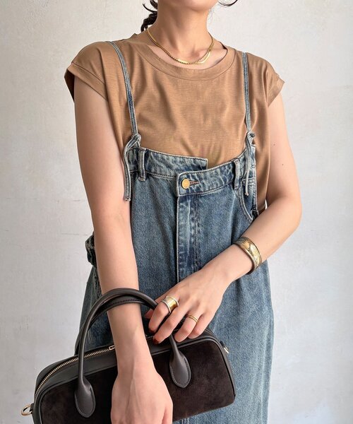 DouDou(ドゥドゥ)の「【接触冷感】リヨセル混フレンチプルオーバー(Tシャツ/カットソー・レディース・ブラック/ライトベージュ/ブラウン/ピンク/オフホワイト/イエロー/キャメル・FREE)」の20枚目の写真