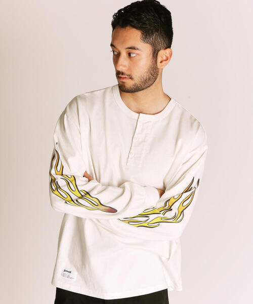 セール】Schott/ショット/FIRE PTTERN HENLEY LS T-SHIRT/ファイア