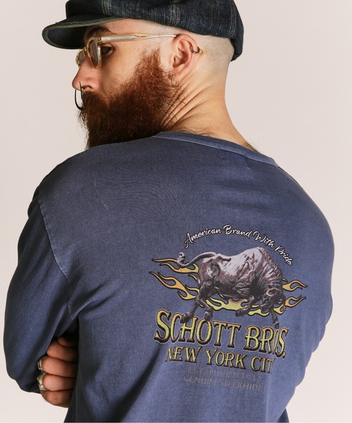 セール】Schott/ショット/FIRE PTTERN HENLEY LS T-SHIRT/ファイア