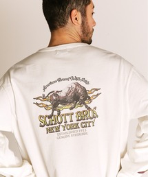 専用SCHOTT BROS. ショット ヘビーロンT 長袖シャツ L Schott N.Y.C ショット プリント ヘンリーネック 長袖Tシャツ