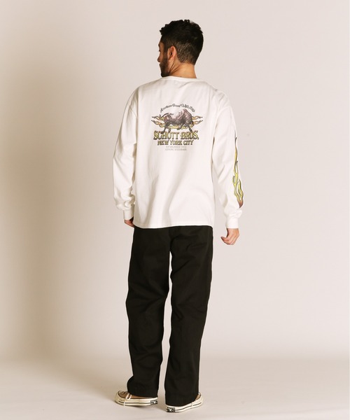 Schott(ショット)の「Schott/ショット/FIRE PTTERN HENLEY LS T-SHIRT/ファイアパターン ヘンリーネック ロンT(Tシャツ/カットソー・メンズ・ブラック/ホワイト/ネイビー・M/L/XL/2XL)」の14枚目の写真