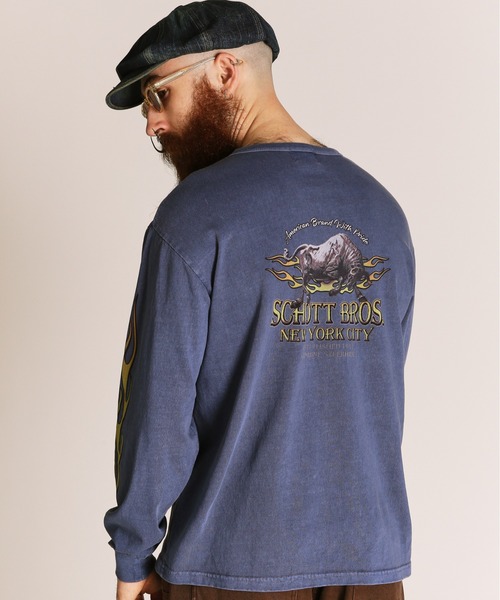 セール】Schott/ショット/FIRE PTTERN HENLEY LS T-SHIRT/ファイア