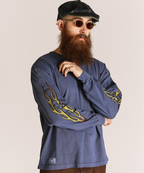 Schott(ショット)の「Schott/ショット/FIRE PTTERN HENLEY LS T-SHIRT/ファイアパターン ヘンリーネック ロンT(Tシャツ/カットソー・メンズ・ブラック/ホワイト/ネイビー・M/L/XL/2XL)」の9枚目の写真