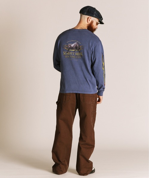 Schott(ショット)の「Schott/ショット/FIRE PTTERN HENLEY LS T-SHIRT/ファイアパターン ヘンリーネック ロンT(Tシャツ/カットソー・メンズ・ブラック/ホワイト/ネイビー・M/L/XL/2XL)」の18枚目の写真