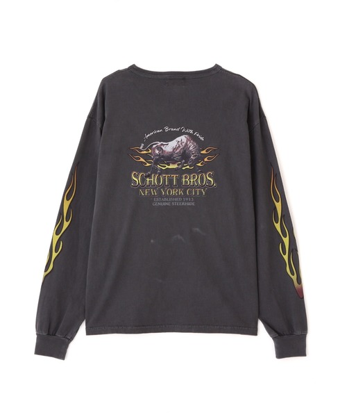 Schott(ショット)の「Schott/ショット/FIRE PTTERN HENLEY LS T-SHIRT/ファイアパターン ヘンリーネック ロンT(Tシャツ/カットソー・メンズ・ブラック/ホワイト/ネイビー・M/L/XL/2XL)」の21枚目の写真