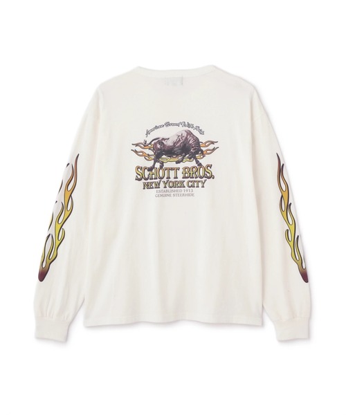 セール】Schott/ショット/FIRE PTTERN HENLEY LS T-SHIRT/ファイア