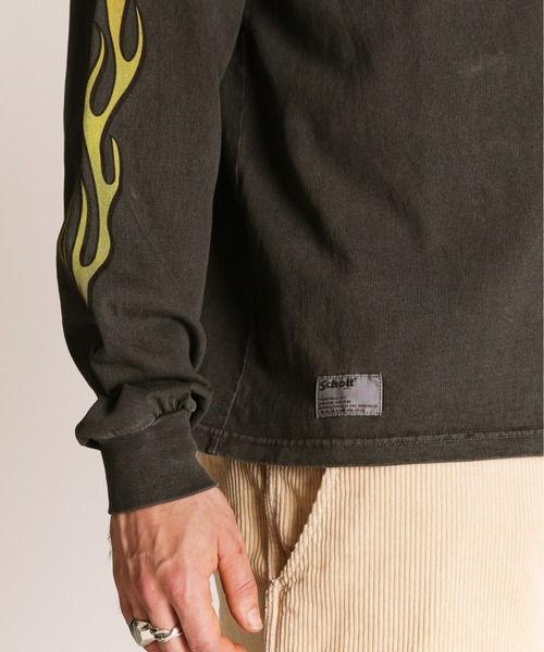 Schott(ショット)の「Schott/ショット/FIRE PTTERN HENLEY LS T-SHIRT/ファイアパターン ヘンリーネック ロンT(Tシャツ/カットソー・メンズ・ブラック/ホワイト/ネイビー・M/L/XL/2XL)」の12枚目の写真