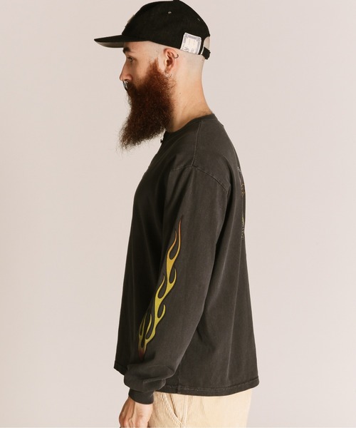 Schott(ショット)の「Schott/ショット/FIRE PTTERN HENLEY LS T-SHIRT/ファイアパターン ヘンリーネック ロンT(Tシャツ/カットソー・メンズ・ブラック/ホワイト/ネイビー・M/L/XL/2XL)」の10枚目の写真