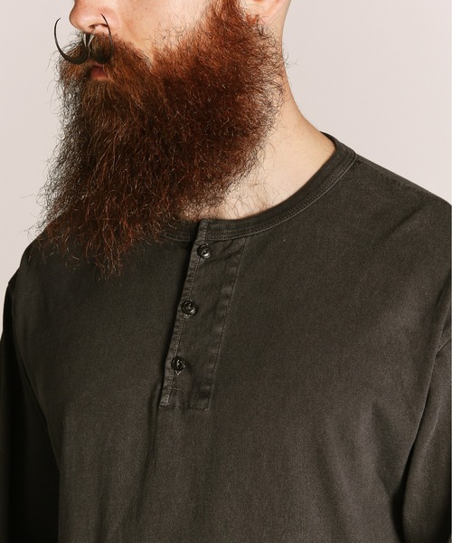 Schott(ショット)の「Schott/ショット/FIRE PTTERN HENLEY LS T-SHIRT/ファイアパターン ヘンリーネック ロンT(Tシャツ/カットソー・メンズ・ブラック/ホワイト/ネイビー・M/L/XL/2XL)」の11枚目の写真
