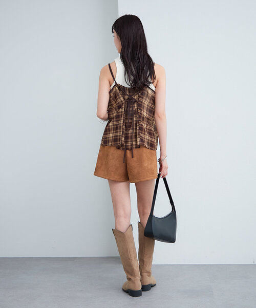 mystic（ミスティック）の「チェックフリルキャミ（キャミソール・レディース・ネイビー/ブラウン・FREE）」の8枚目の写真