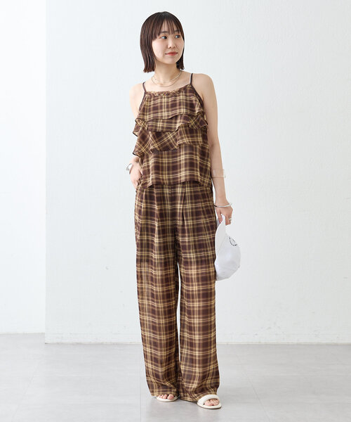 mystic（ミスティック）の「チェックフリルキャミ（キャミソール・レディース・ネイビー/ブラウン・FREE）」の10枚目の写真