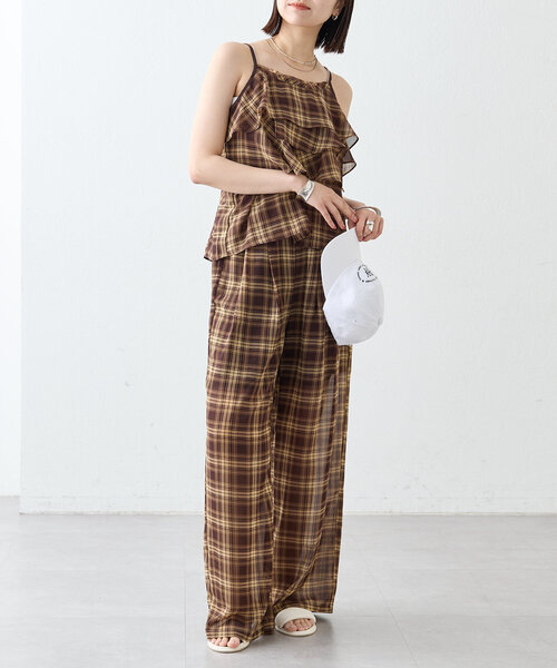 mystic（ミスティック）の「チェックフリルキャミ（キャミソール・レディース・ネイビー/ブラウン・FREE）」の14枚目の写真