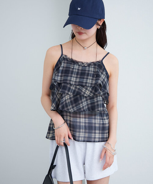 mystic（ミスティック）の「チェックフリルキャミ（キャミソール・レディース・ネイビー/ブラウン・FREE）」の17枚目の写真