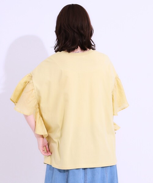 Cutie Blonde(キューティーブロンド)の「【S-LL】リメイク風 ポンチョデザインTシャツ(Tシャツ/カットソー・レディース・ライトイエロー系/チャコールグレー/ライトグレー/オフホワイト・01/04/03/02)」の14枚目の写真