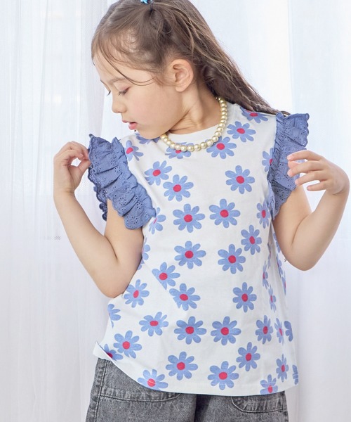 LSP WOW（エルエスピーワオ）の「【LSP WOW!】袖レースフリルTee（Tシャツ/カットソー・キッズ・ブラック系その他/ピンク系その他/ホワイト系その他/ベージュ系その他/ネイビー/グリーン系その他・80/90/100/110/120/130）」の2枚目の写真