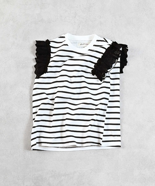 LSP WOW（エルエスピーワオ）の「【LSP WOW!】袖レースフリルTee（Tシャツ/カットソー・キッズ・ブラック系その他/ピンク系その他/ホワイト系その他/ベージュ系その他/ネイビー/グリーン系その他・80/90/100/110/120/130）」の12枚目の写真