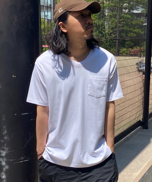 NO NEED(ノーニード)の「ポケ付きVネックT(Tシャツ/カットソー・メンズ・ホワイト・M/L)」の3枚目の写真