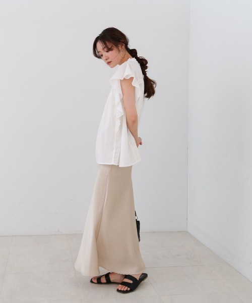 Bab(バブ)の「キャンブリックボイルピンタックフリルブラウス(シャツ/ブラウス・レディース・オフホワイト/ブラック/オレンジ・M)」の9枚目の写真