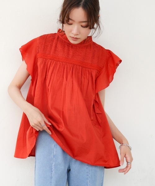 Bab(バブ)の「キャンブリックボイルピンタックフリルブラウス(シャツ/ブラウス・レディース・オフホワイト/ブラック/オレンジ・M)」の22枚目の写真