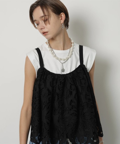 CADUNE（カデュネ）の「カットワークレースキャミ（シャツ/ブラウス