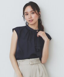 7色展開/XS-LLサイズ》タックスリーブスキッパーブラウス【洗濯