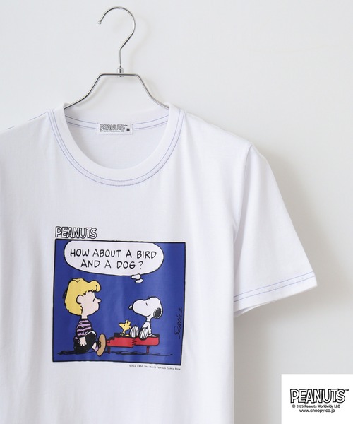 PEANUTS(ピーナッツ)の「PEANUTS 天竺半袖Tシャツ(Tシャツ/カットソー・メンズ・スカイブルー系/オートミール/オフホワイト/ピンクベージュ/チャコール/ブルー系その他/ブラック系/ネイビー/サックスブルー/ブラック/ブラック系1/ホワイト/パープル系その他/ピンク系/パープル系/ホワイト系1/ホワイト系/イエロー系その他/ネイビー系/ホワイト系3/ブラック系2/ホワイト系2・L/LL/M/S)」の5枚目の写真