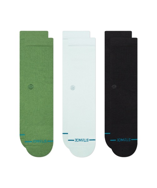 STANCE(スタンス)の「【STANCE/スタンス】クルーソックス3足セット / ギフトにも最適! / ICON 3 PACK(ソックス/靴下・メンズ・ネイビー/ブルー系その他/クリーム・LARGE)」の3枚目の写真