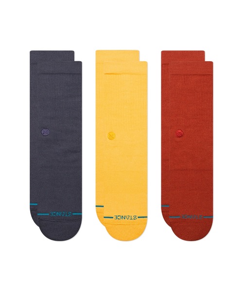 STANCE(スタンス)の「【STANCE/スタンス】クルーソックス3足セット / ギフトにも最適! / ICON 3 PACK(ソックス/靴下・メンズ・ネイビー/ブルー系その他/クリーム・LARGE)」の1枚目の写真