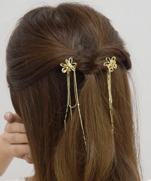 Flowering（フラワーリング）の「フラワー/ハート×パール/チェーン/ミニヘアクリップ（バレッタ/ヘアクリップ）」