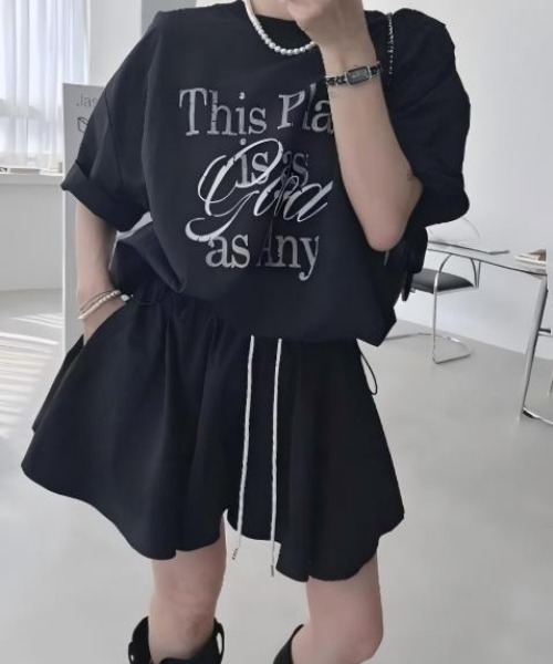セール】プリントトップス＋ショートパンツセットアップ