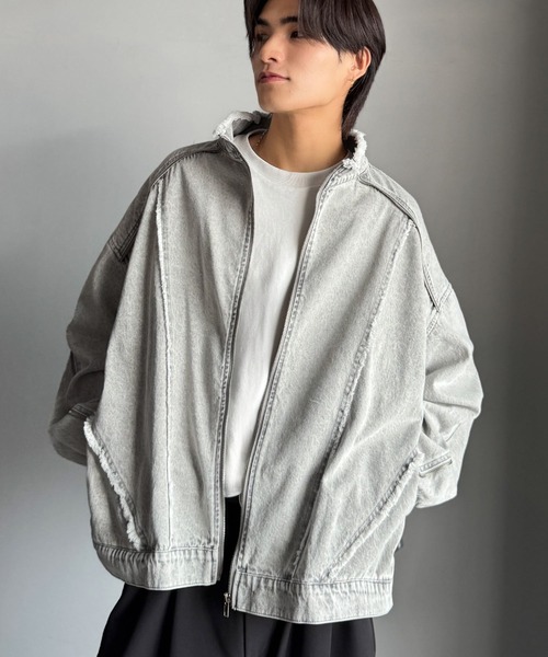 DIESEL ！デニムジャケット フリンジ加工 セール】綿100%ヴィンテージ加工フリンジデニムジャケット/100% cotton