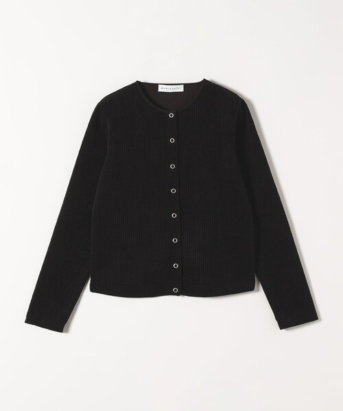 quaranciel（カランシエル）の「quaranciel:〈洗濯機可能〉ポリエステル ベロア リブ コンパクト スナップ カーディガン（カーディガン/ボレロ・レディース・ブラウン/ブラック/クリーム・ONE SIZE）」の8枚目の写真