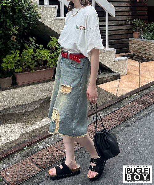 CIAOPANIC（チャオパニック）の「【BUGLE BOY/ビューグル ボーイ】アソートプリントTシャツ（Tシャツ/カットソー・レディース・グレー/ブルー/ピンク/ホワイト/イエロー/ブラック・FREE）」の22枚目の写真