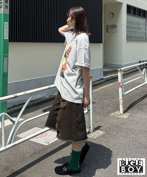 CIAOPANIC（チャオパニック）の「【BUGLE BOY/ビューグル ボーイ】アソートプリントTシャツ（Tシャツ/カットソー・レディース・グレー/ブルー/ピンク/ホワイト/イエロー/ブラック・FREE）」の9枚目の写真