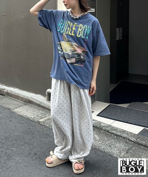 CIAOPANIC（チャオパニック）の「【BUGLE BOY/ビューグル ボーイ】アソートプリントTシャツ（Tシャツ/カットソー・レディース・グレー/ブルー/ピンク/ホワイト/イエロー/ブラック・FREE）」の13枚目の写真