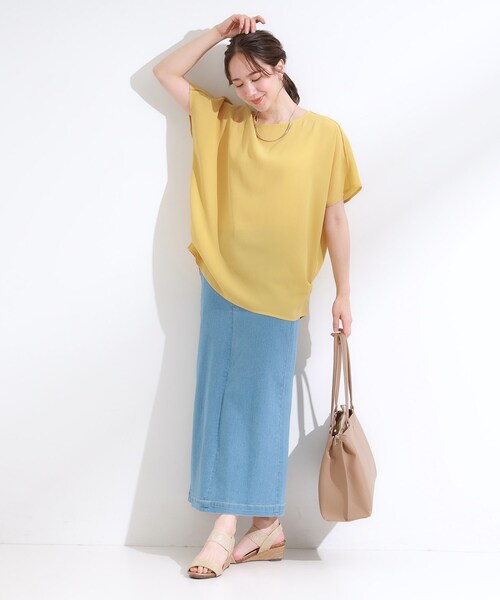 SHOO・LA・RUE（シューラルー）の「【S-LL/ひんやり/洗濯後しわになりにくい】インせず決まる はしごレースドルマンブラウス（シャツ/ブラウス・レディース・ナチュラル/ブラック/ブルー系その他/イエロー・04/03/02/01）」の7枚目の写真