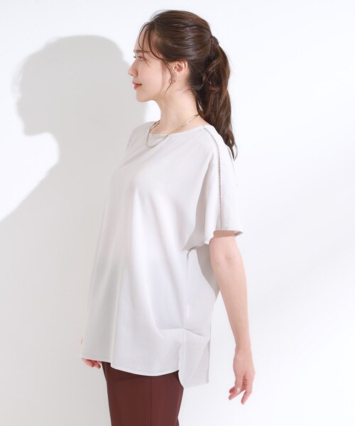 SHOO・LA・RUE（シューラルー）の「【S-LL/ひんやり/洗濯後しわになりにくい】インせず決まる はしごレースドルマンブラウス（シャツ/ブラウス・レディース・ナチュラル/ブラック/ブルー系その他/イエロー・04/03/02/01）」の10枚目の写真