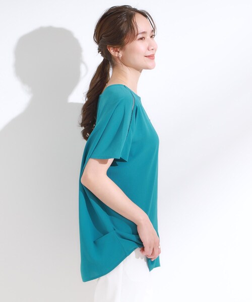 SHOO・LA・RUE（シューラルー）の「【S-LL/ひんやり/洗濯後しわになりにくい】インせず決まる はしごレースドルマンブラウス（シャツ/ブラウス・レディース・ナチュラル/ブラック/ブルー系その他/イエロー・04/03/02/01）」の14枚目の写真