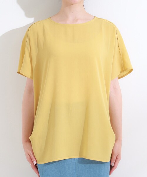 SHOO・LA・RUE（シューラルー）の「【S-LL/ひんやり/洗濯後しわになりにくい】インせず決まる はしごレースドルマンブラウス（シャツ/ブラウス・レディース・ナチュラル/ブラック/ブルー系その他/イエロー・04/03/02/01）」の17枚目の写真