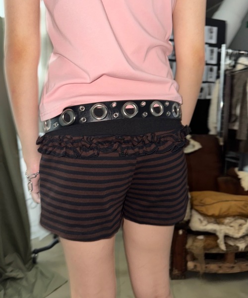 SHAGGIE（シャギー）の「【ViVi掲載】ボーダーフリルマイクロミニショートパンツ（その他パンツ・レディース・ブラック/グレー/ブラウン・FREE）」の20枚目の写真