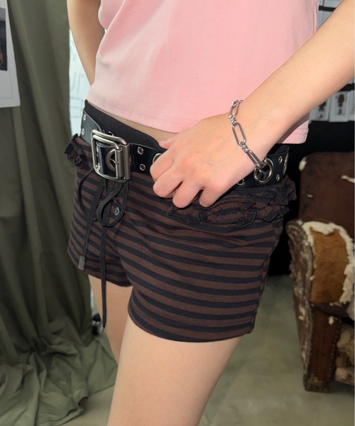 SHAGGIE（シャギー）の「【ViVi掲載】ボーダーフリルマイクロミニショートパンツ（その他パンツ・レディース・ブラック/グレー/ブラウン・FREE）」の19枚目の写真