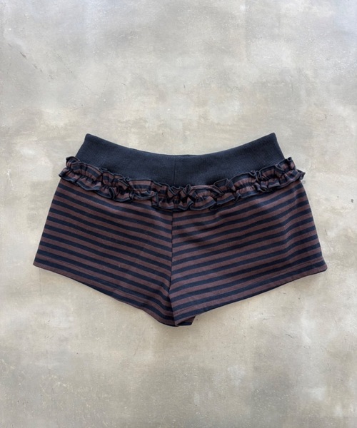 SHAGGIE（シャギー）の「【ViVi掲載】ボーダーフリルマイクロミニショートパンツ（その他パンツ・レディース・ブラック/グレー/ブラウン・FREE）」の14枚目の写真