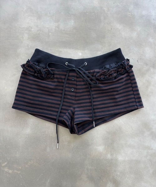 SHAGGIE（シャギー）の「【ViVi掲載】ボーダーフリルマイクロミニショートパンツ（その他パンツ・レディース・ブラック/グレー/ブラウン・FREE）」の13枚目の写真
