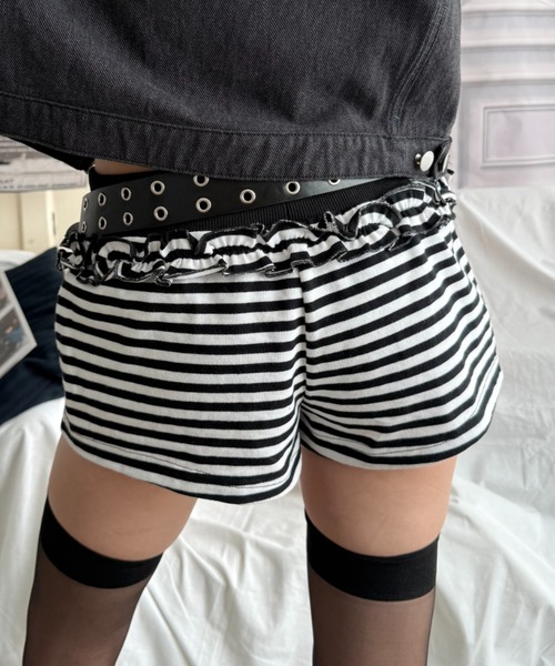 ViVi掲載】ボーダーフリルマイクロミニショートパンツ（その他パンツ