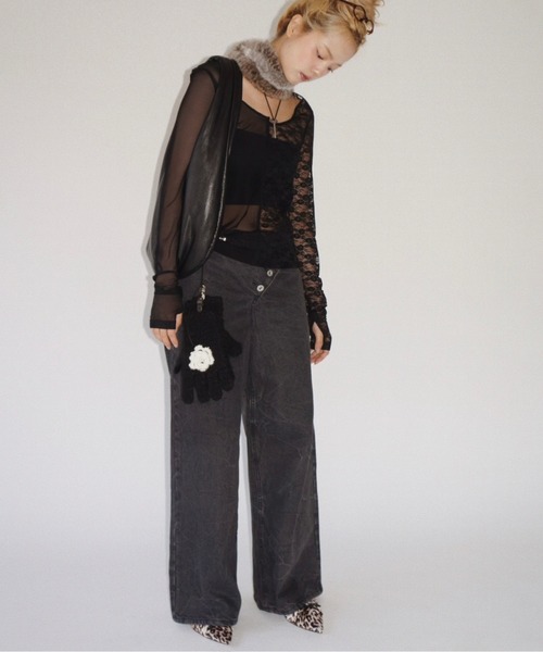 musubore(ムスボレ)の「tilted clash straight denim pants / ティルティッドクラッシュデニムパンツ(デニムパンツ・レディース・ブルー/ブラック・0/1)」の20枚目の写真