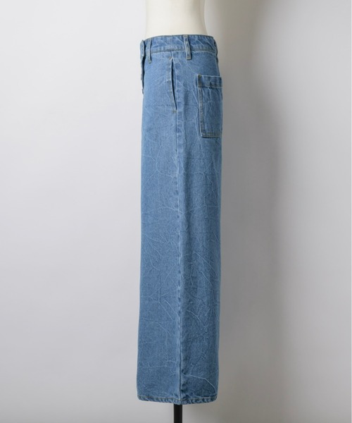 musubore(ムスボレ)の「tilted clash straight denim pants / ティルティッドクラッシュデニムパンツ(デニムパンツ・レディース・ブルー/ブラック・0/1)」の5枚目の写真