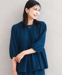 MK MICHEL KLEIN | エンボス加工ペプラムブラウス/洗える(シャツ/ブラウス)