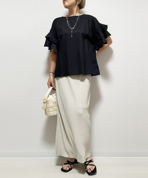 Fizz（フィズ）の「コットンキャンブリック　袖フリルブラウス（シャツ/ブラウス・レディース・マスタード/ベージュ/ホワイト/ブラック・M）」の5枚目の写真