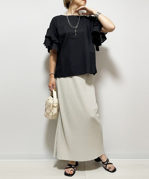 Fizz（フィズ）の「コットンキャンブリック　袖フリルブラウス（シャツ/ブラウス・レディース・マスタード/ベージュ/ホワイト/ブラック・M）」の6枚目の写真